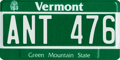 VT license plate ANT476