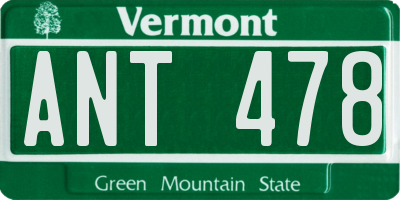 VT license plate ANT478