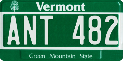 VT license plate ANT482