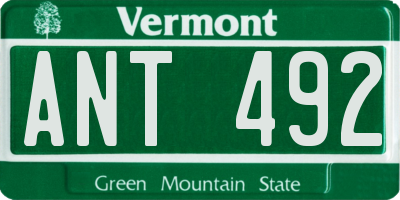 VT license plate ANT492