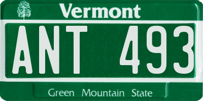 VT license plate ANT493