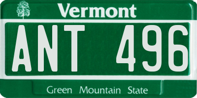 VT license plate ANT496