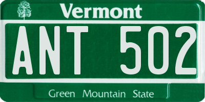 VT license plate ANT502