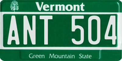 VT license plate ANT504