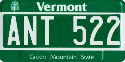 VT license plate ANT522
