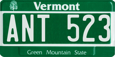 VT license plate ANT523