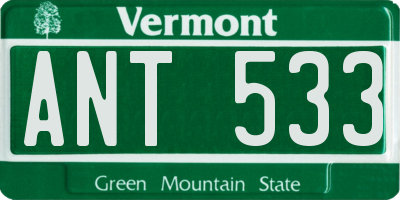 VT license plate ANT533