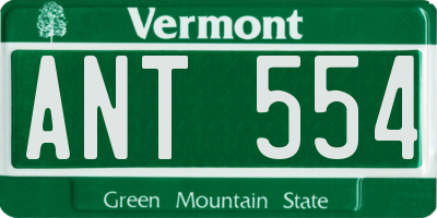 VT license plate ANT554