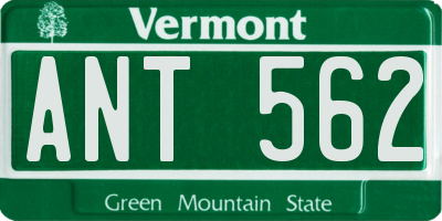 VT license plate ANT562