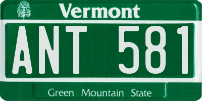 VT license plate ANT581