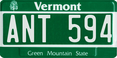 VT license plate ANT594