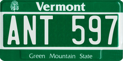 VT license plate ANT597