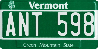 VT license plate ANT598