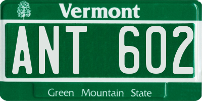 VT license plate ANT602