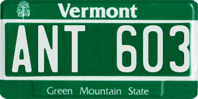 VT license plate ANT603