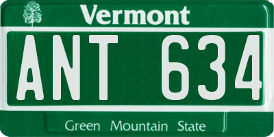 VT license plate ANT634