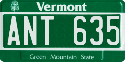 VT license plate ANT635