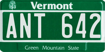 VT license plate ANT642