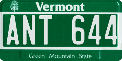 VT license plate ANT644