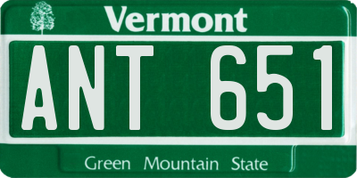 VT license plate ANT651