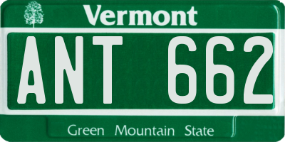 VT license plate ANT662