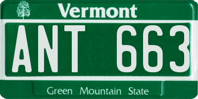 VT license plate ANT663