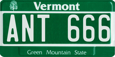 VT license plate ANT666