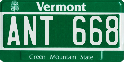 VT license plate ANT668