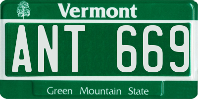 VT license plate ANT669