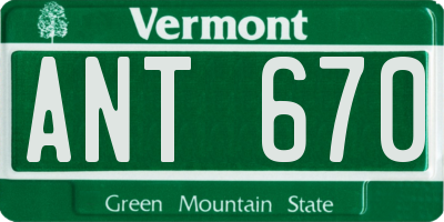 VT license plate ANT670