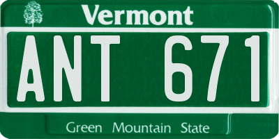 VT license plate ANT671