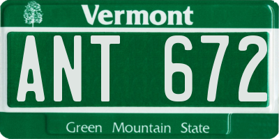 VT license plate ANT672