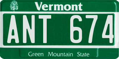 VT license plate ANT674