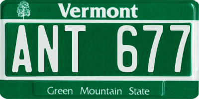 VT license plate ANT677