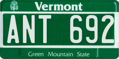 VT license plate ANT692