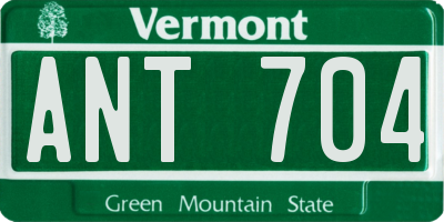 VT license plate ANT704
