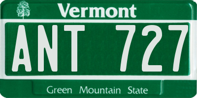 VT license plate ANT727