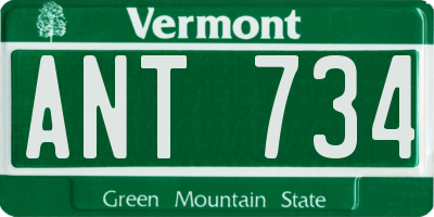 VT license plate ANT734