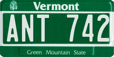 VT license plate ANT742
