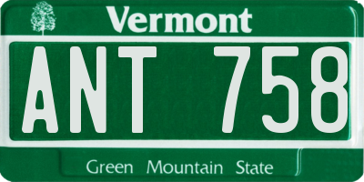 VT license plate ANT758