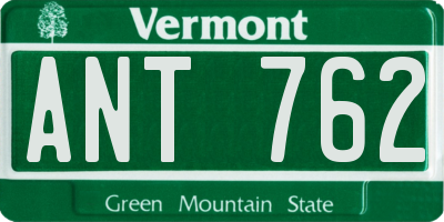 VT license plate ANT762