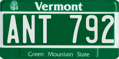 VT license plate ANT792