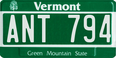 VT license plate ANT794