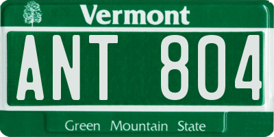 VT license plate ANT804