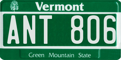 VT license plate ANT806