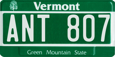VT license plate ANT807