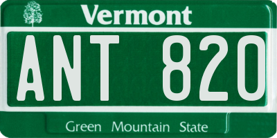 VT license plate ANT820