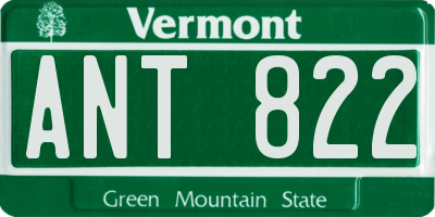 VT license plate ANT822