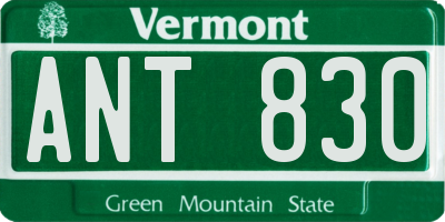 VT license plate ANT830
