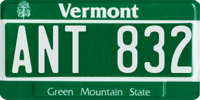 VT license plate ANT832